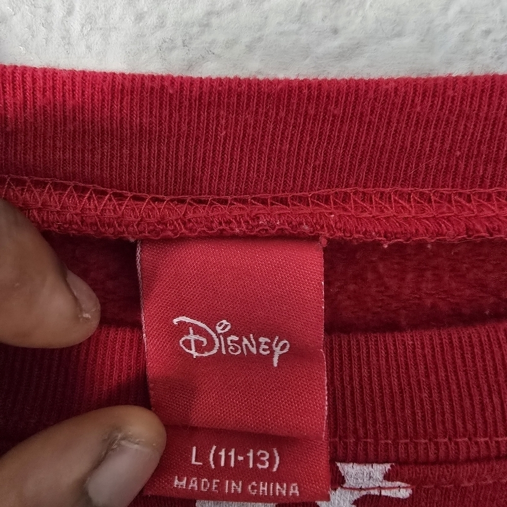 Disney Sweatshirt Women Red Sz L  Mickey Mouse Novelty Snokflakes Print … - Picture 5 of 9